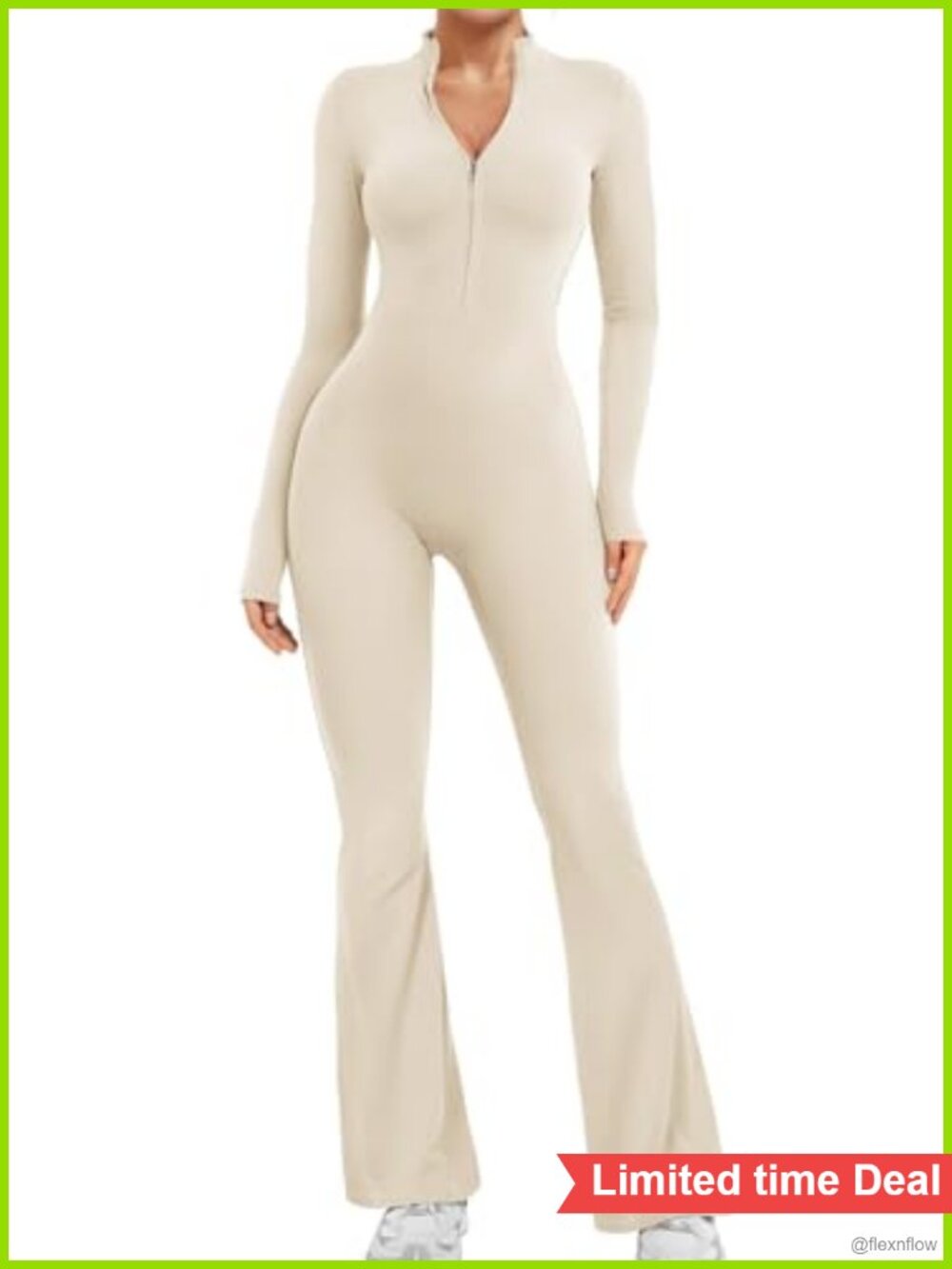 Long Sleeve Zip Up Wide Leg Workout Jumpsuit Nylon Spandex Bodysuit